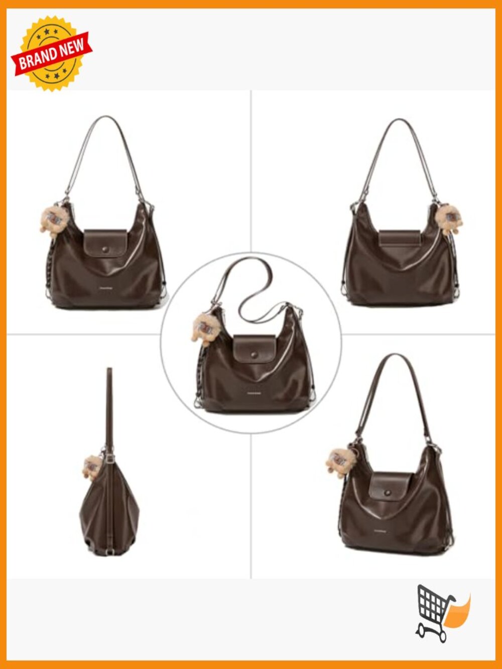 Women’s Leather Hobo Shoulder Bag Tote Crossbody - Picture 5 of 7